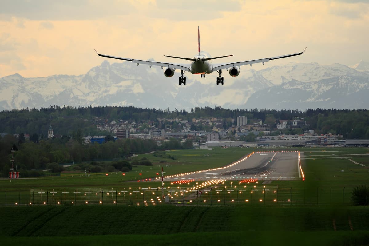 Airliner on landing approach to a runway
